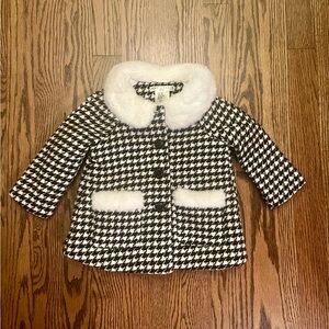 Max Studio Infant Houndstooth Pea Coat with Faux Fur